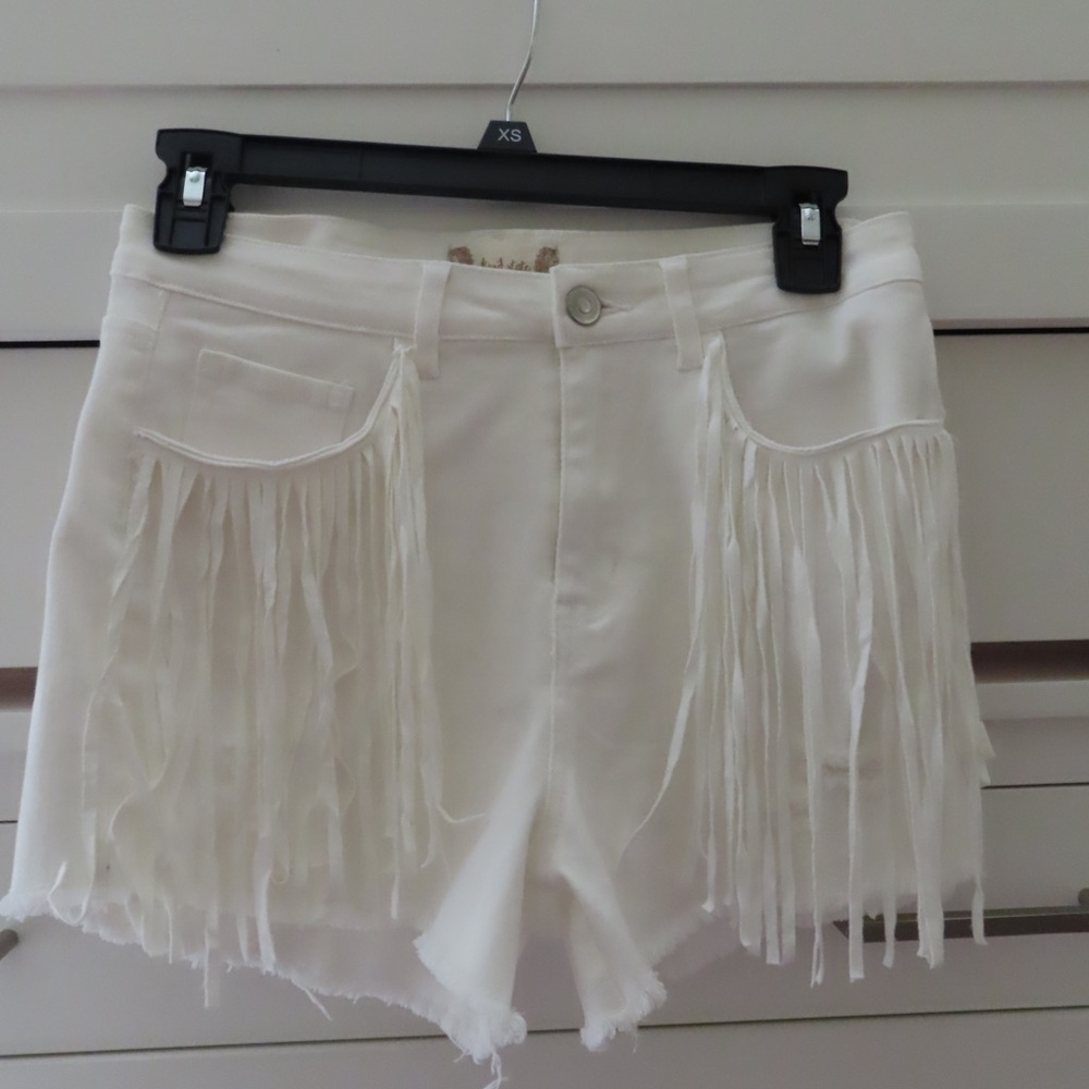White Fringe Women's Shorts